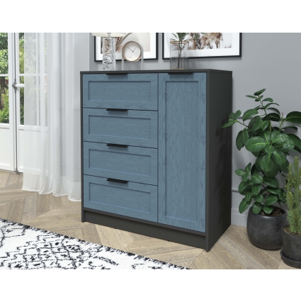 Тумба Тренд КТ-Т90 (Антрацит ЛДСП/ Дуб лазурный ЛМДФ) Ш900 В1020 Г451